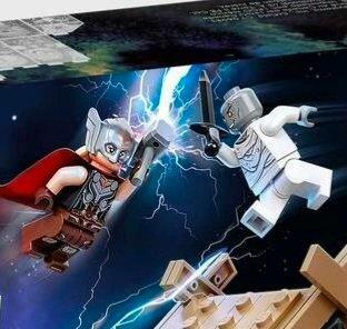 Gorr and Mighty Thor. Thor Love and Thunder toy merch. Lego