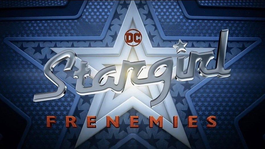 Stargirl logo for season 3 blue and silver with red text Frenemies