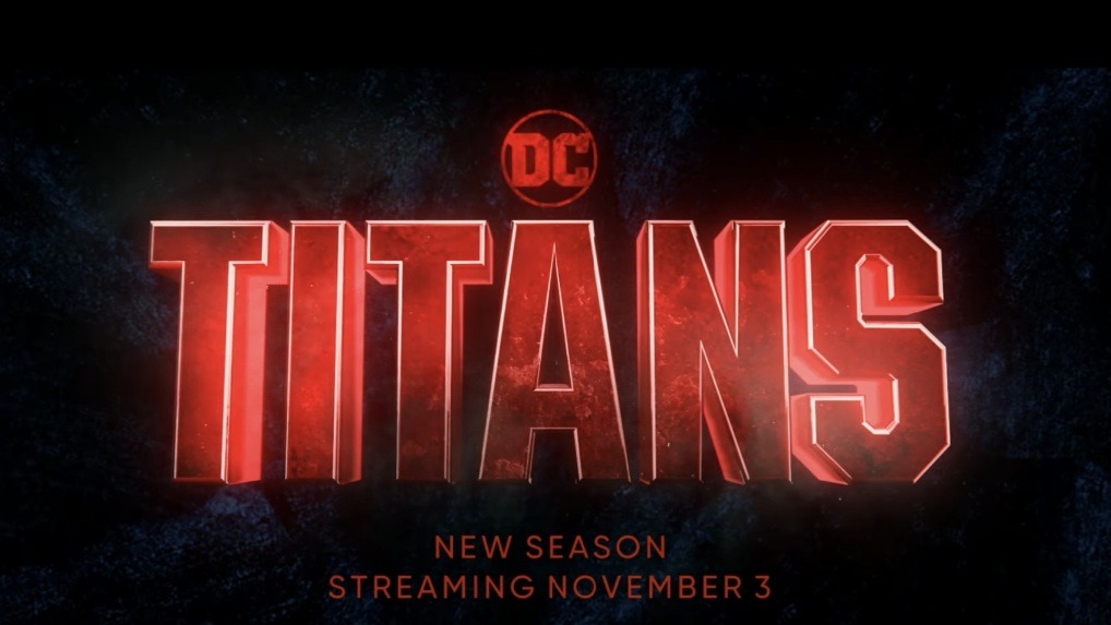 Titans Season 4 logo red letters and blacl background