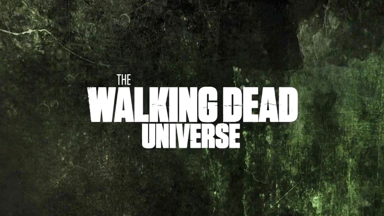 The ident image for Text: The Walking Dead Universe, overlayed on a old green wall background