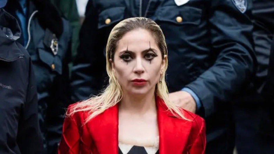 Lady Gaga dressed as Harley Quinn on set for Joker 2