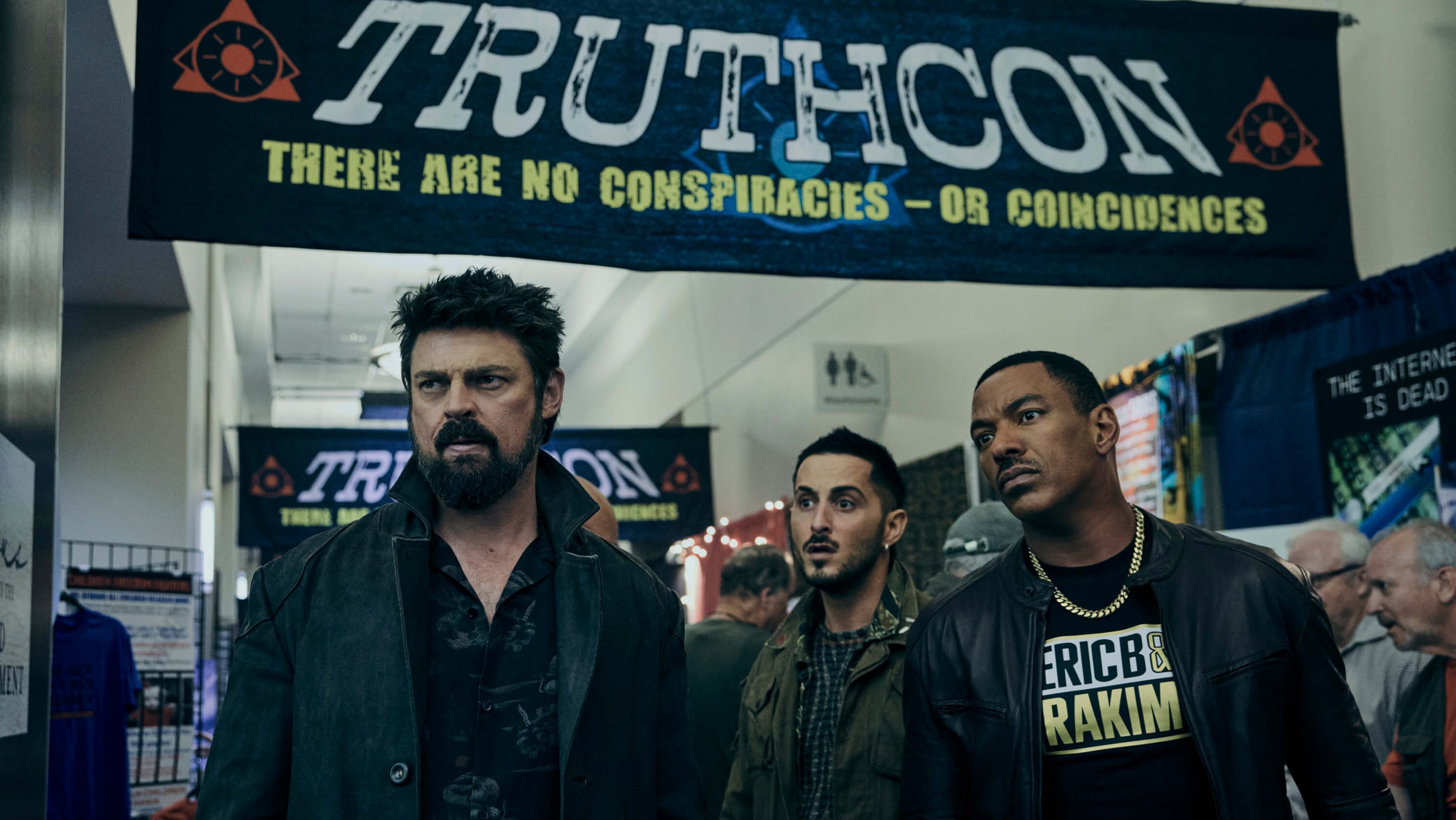 Billy Butcher, Frenchie and Mothers Milk attend Truthcon in The Boys season 4