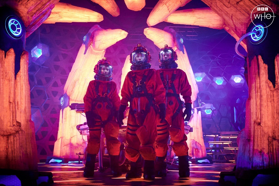 Yaz, The Doctor and Dan dressed in space suits for Doctor Who: The Power of the Doctor.