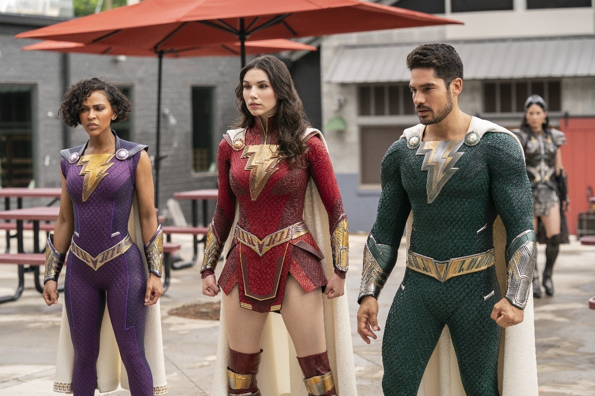 Meagan Good, Grace Caroline Currey and D.J. Cotrona in Shazam! Fury of the Gods