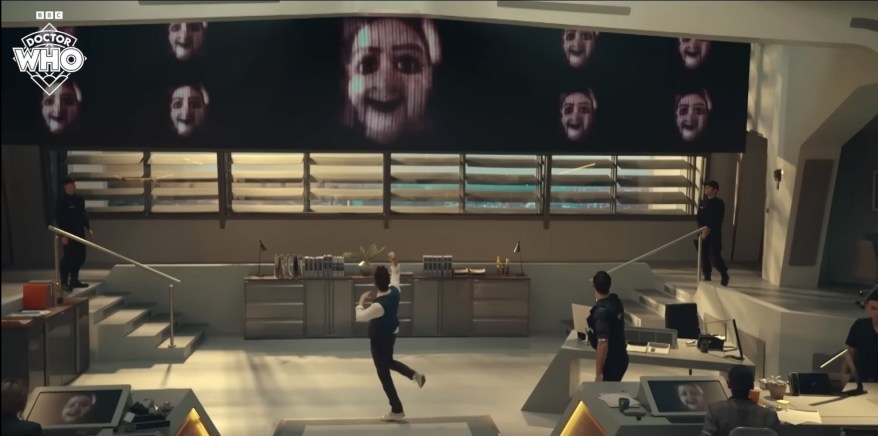 David Tennant reacting to Stookie Bill ventriloquist doll in Doctor Who