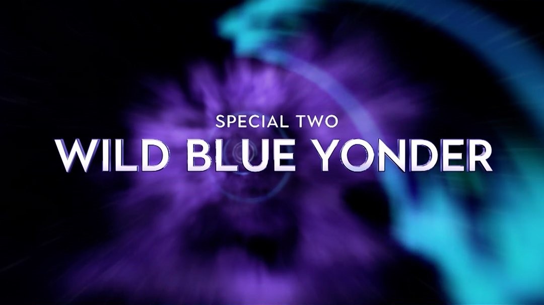 Doctor Who Time vortex overlayed by the title font: Special Two Wild Blue Yonder