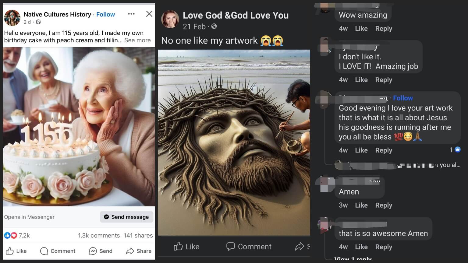 Generative AI imagery on Facebook.