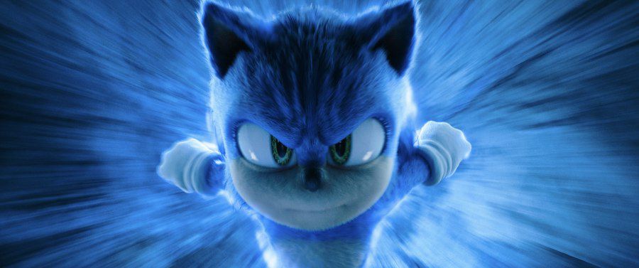 Blue light as Sonic is speeding
