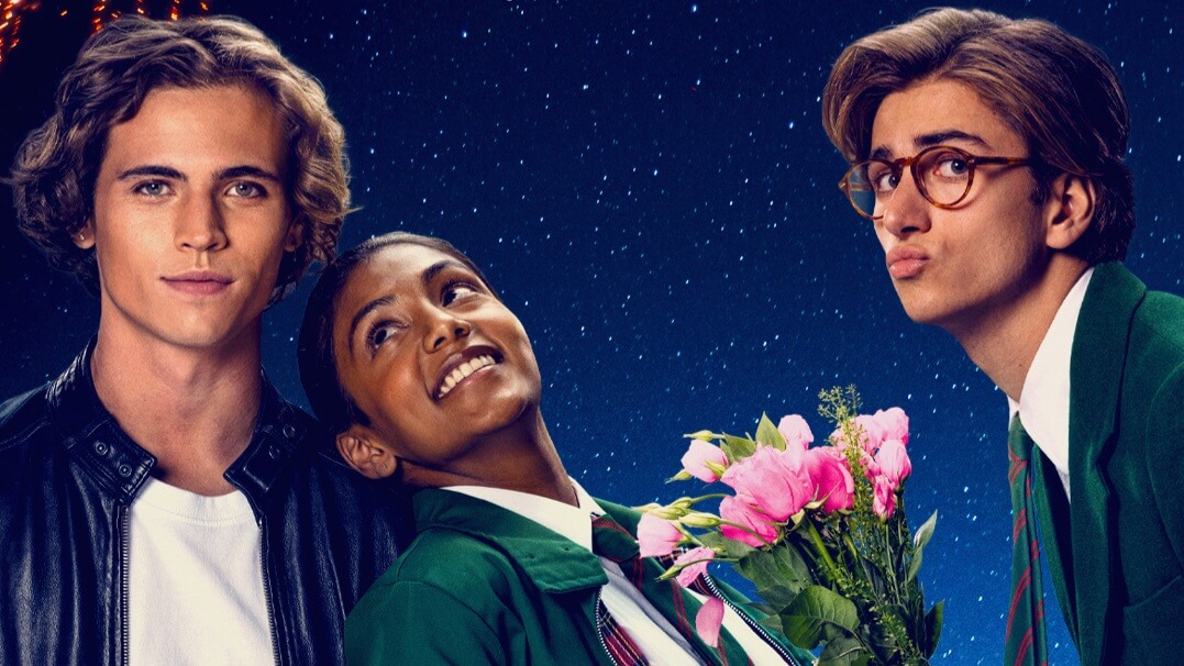 Tanner Buchanan, Charithra Chandran and Sebastian Croft in promo poster for How to Date Billy Walsh