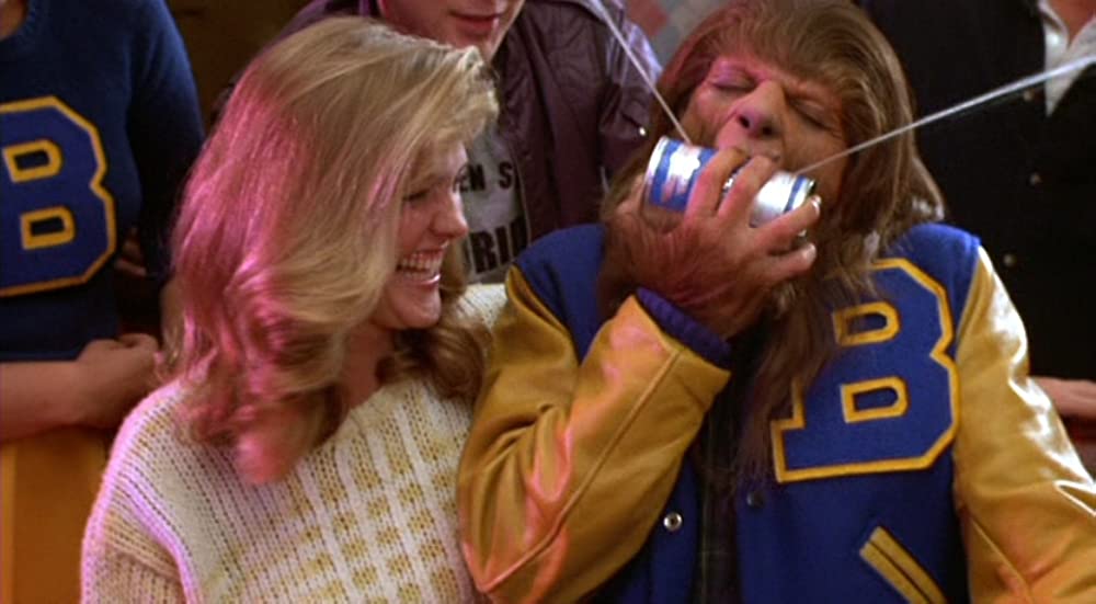 Michael J. Fox dressed as werewolf in the movie teen wolf