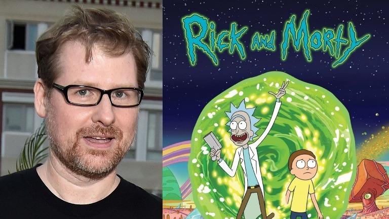Justin Roiland portrait and the show Rick and Morty