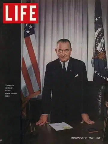 Lyndon B Johnson on a magazine in the 1963