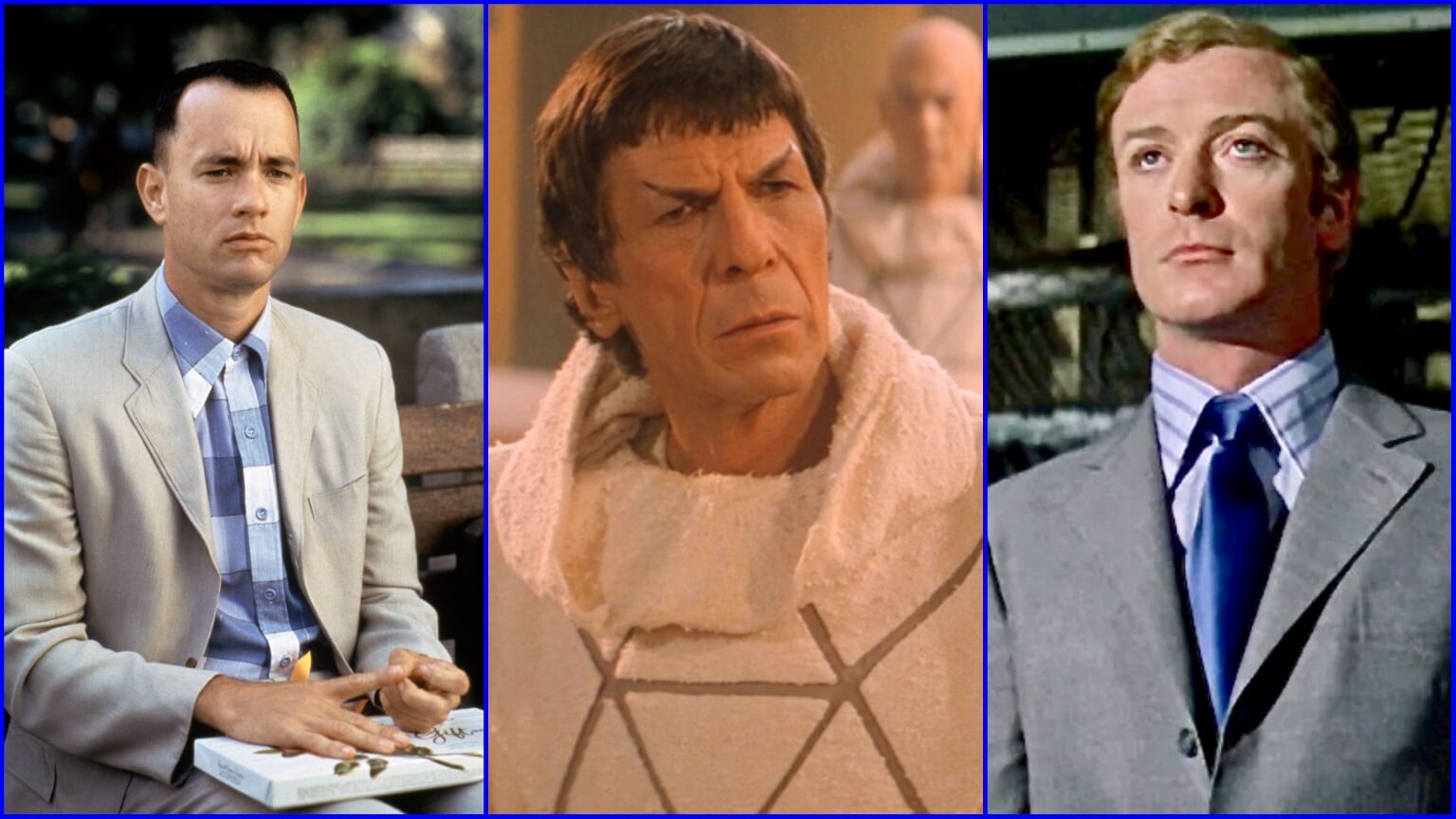 Tom Hanks in Forrest Gump, Leonard Nimoy in Star Trek III: The Search for Spock and Michael Caine in The Italian Job. Paramount Pictures films