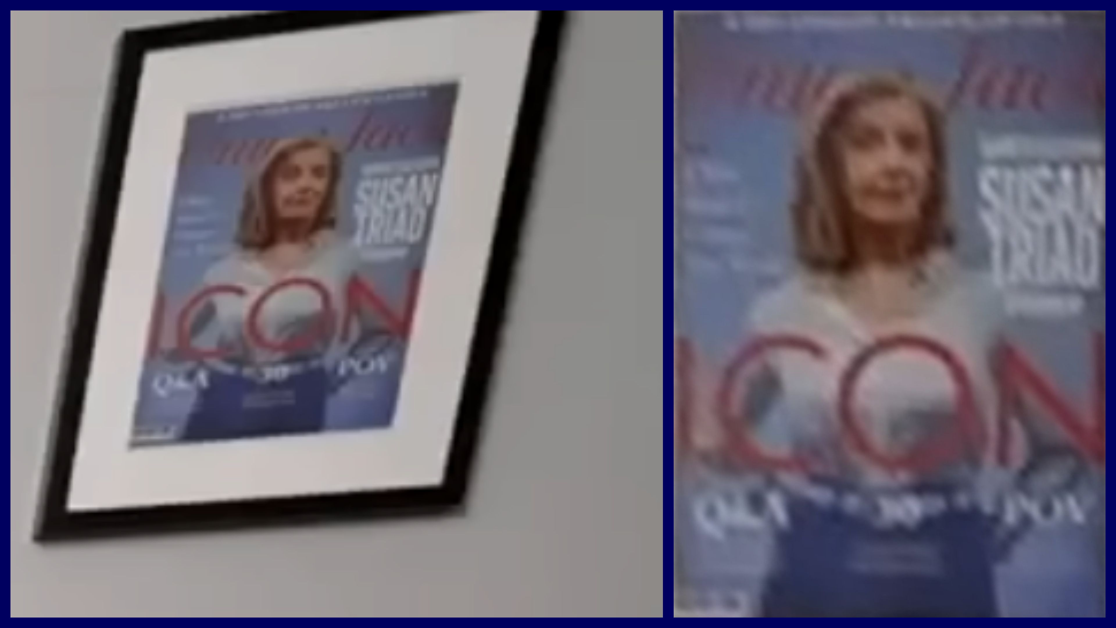 Russel T Davies office showing a framed poster of Susan Triad