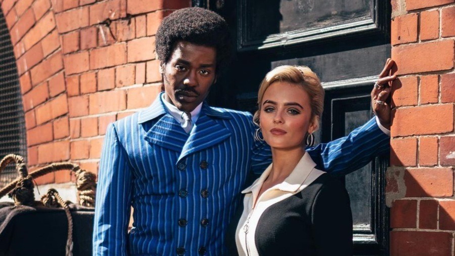 Ncuti Gatwa and Millie Gibson in Doctor Who, wearing 1960s outfits