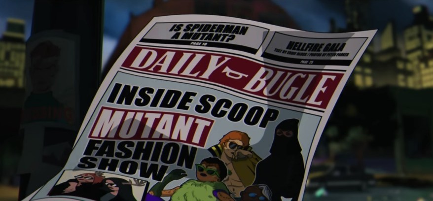 Spider-Man/Peter Parker and Eddie Brock reference on a newspaper in X-Men '97