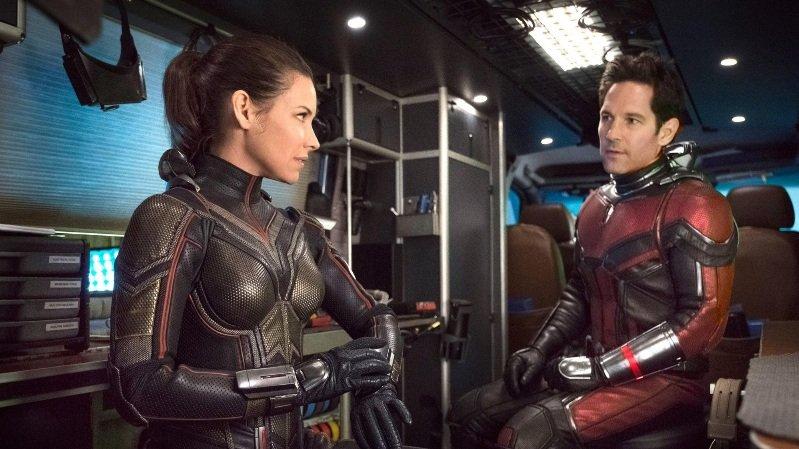 Evangeline Lily and Paul Rudd in Ant-Man