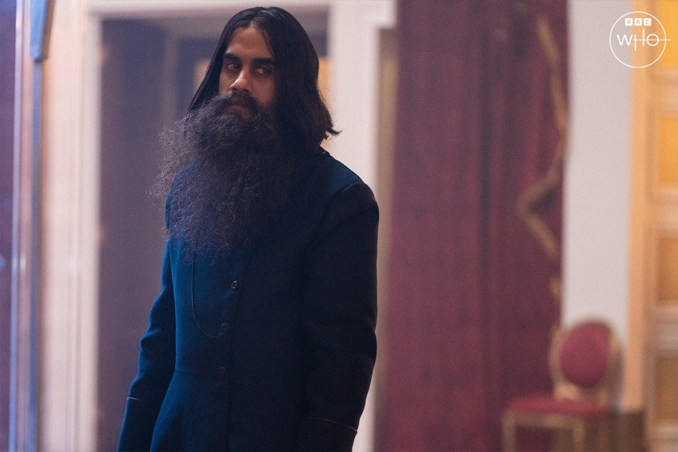 Sacha Dhawan as The Master, posing as Rasputin in Doctor Who: The Power of the Doctor.
