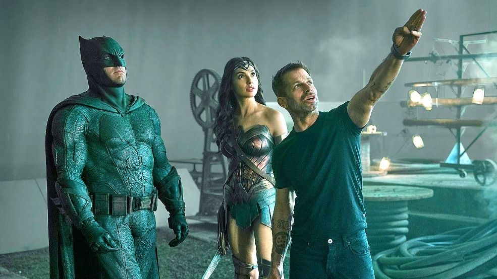 Batman (Ben Affleck) Wonder Woman (Gal Gadot) and director Zack Snyder