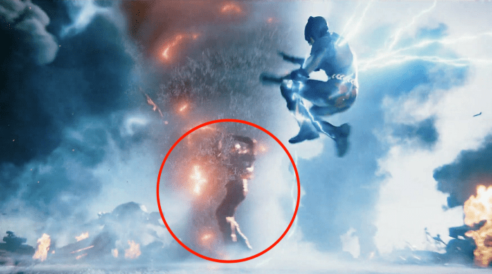 Barry Allen can be seen fighting The Dark Flash villain on a battlefield with a tornado and lighnting