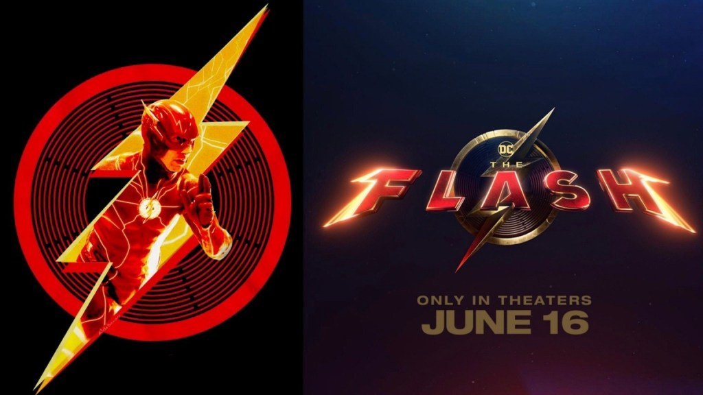 Promo merchandise and logo for The Flash movie