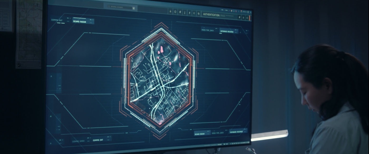 Hexagon shaped parameter on a screen displaying a scan of Westview.