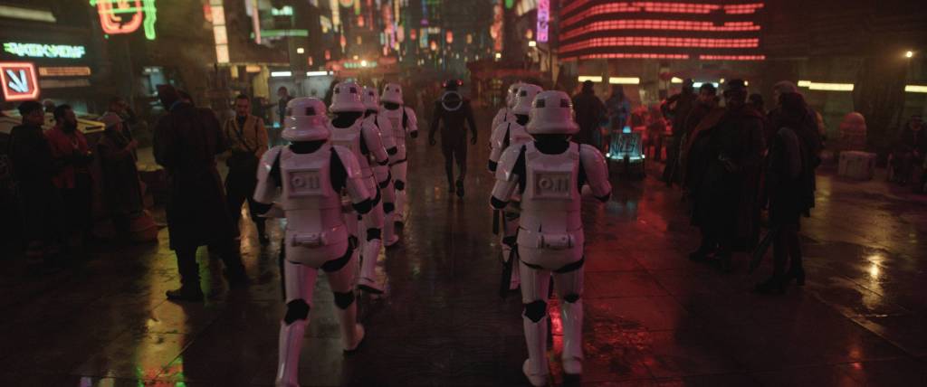 Fifth Brother (Sung Kang, center) and Stormtroopers in a scene from Lucasfilm's OBI-WAN KENOBI, exclusively on Disney+. © 2022 Lucasfilm Ltd. & ™. All Rights Reserved.