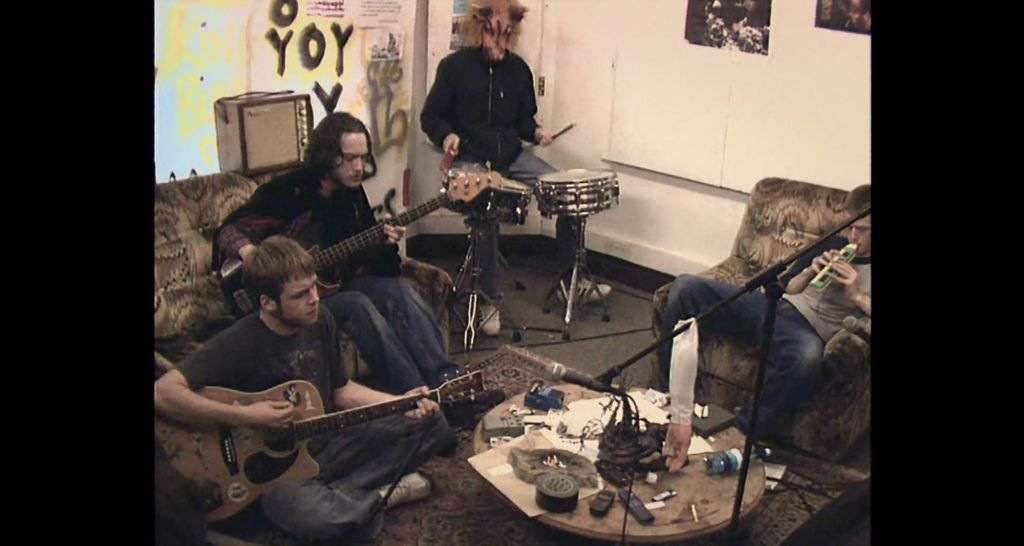 The band 'The Coral' are rehearding music in the studio